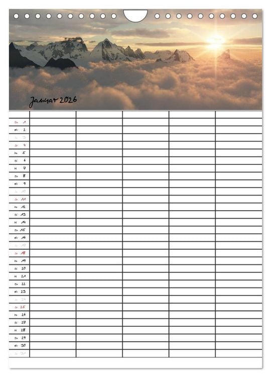 Produktbild: Familienplaner mit sch&ouml;nen Landschaftsbildern (Wandkalender 2026 DIN A4 hoch), CALVENDO Monatskalender