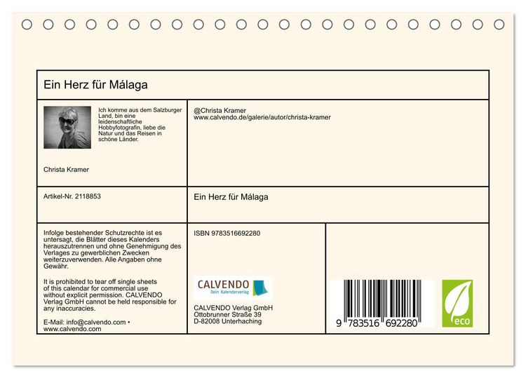 Produktbild: Ein Herz f&uuml;r M&aacute;laga (Tischkalender 2026 DIN A5 quer), CALVENDO Monatskalender