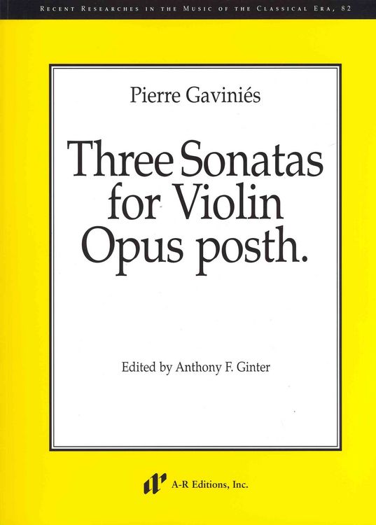 Produktbild: Pierre Gavini,s, Three Sonatas for Violin, Opus posth