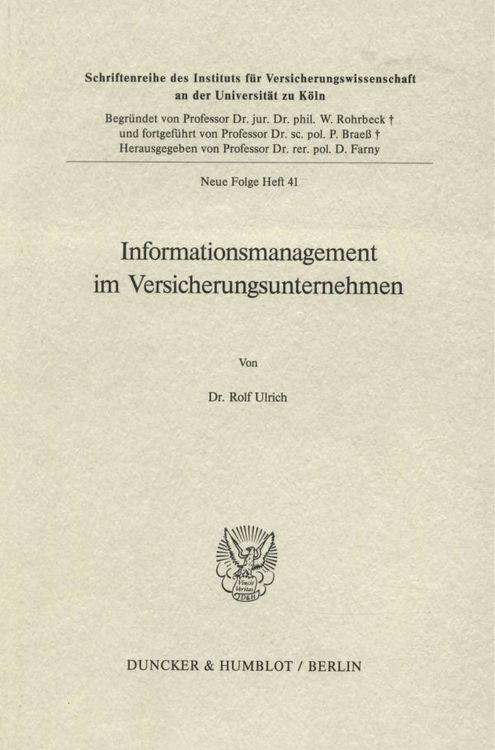 Produktbild: Informationsmanagement im Versicherungsunternehmen.