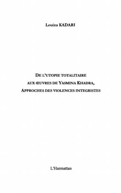 Produktbild: Utopie totalitaire aux oeuvresde yasmin