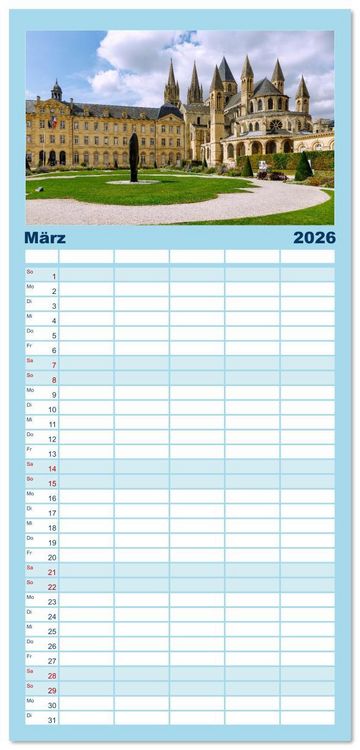 Produktbild: Familienplaner 2026 - Normandie. Poesie in Frankreichs Norden mit 5 Spalten (Wandkalender, 21 x 45 cm) CALVENDO