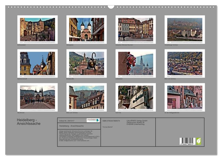Produktbild: Heidelberg - Ansichtssache (Wandkalender 2026 DIN A2 quer), CALVENDO Monatskalender