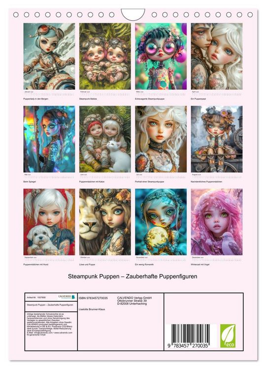 Produktbild: Steampunk Puppen &ndash; Zauberhafte Puppenfiguren (Wandkalender 2026 DIN A4 hoch), CALVENDO Monatskalender