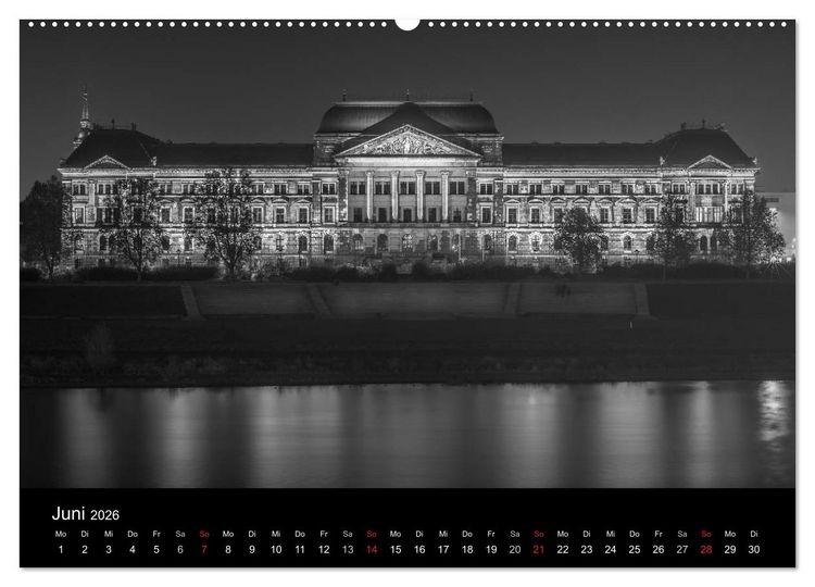 Produktbild: Dresden - Elbflorenz bei Nacht (hochwertiger Premium Wandkalender 2026 DIN A2 quer), Kunstdruck in Hochglanz