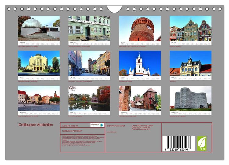 Produktbild: Cottbusser Ansichten (Wandkalender 2026 DIN A4 quer), CALVENDO Monatskalender