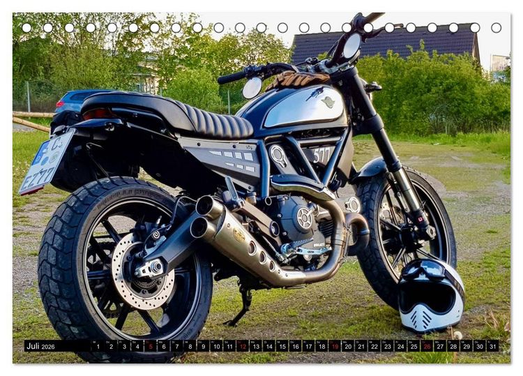 Produktbild: Scrambler Motorr&auml;der Individuell - Stylisch - Abenteuerlich (Tischkalender 2026 DIN A5 quer), CALVENDO Monatskalender