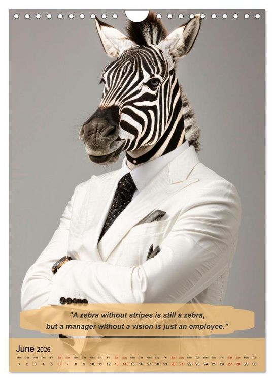 Produktbild: Funny manager wisdom from animals (Wall Calendar 2026 DIN A4 portrait), CALVENDO 12 Month Wall Calendar
