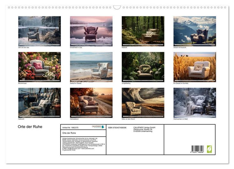 Produktbild: Orte der Ruhe (Wandkalender 2026 DIN A2 quer), CALVENDO Monatskalender