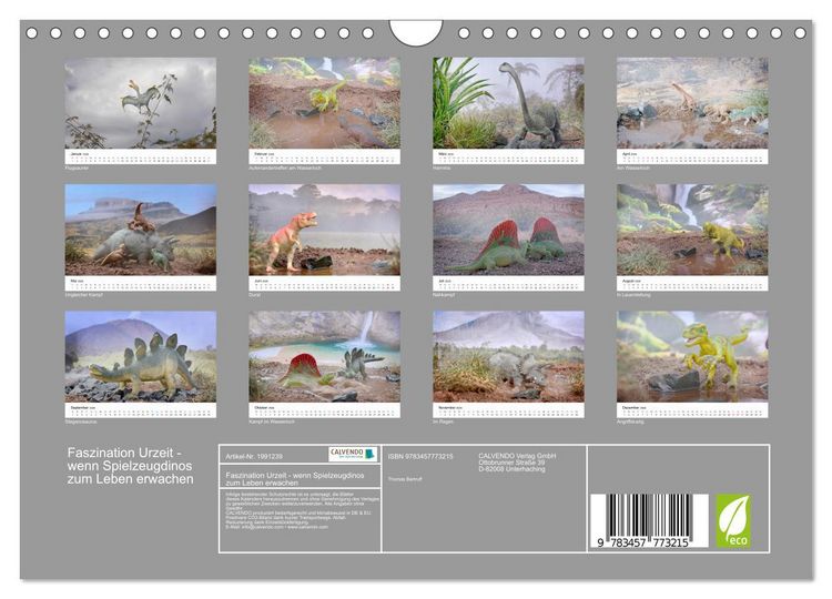Produktbild: Faszination Urzeit - wenn Spielzeugdinos zum Leben erwachen (Wandkalender 2026 DIN A4 quer), CALVENDO Monatskalender