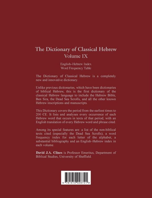 Produktbild: The Dictionary of Classical Hebrew, Volume IX