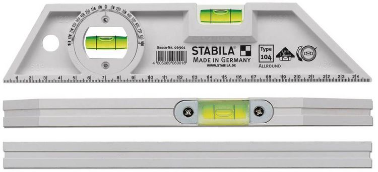 Produktbild: Stabila Type 104 ALLROUND 6901 Mini-Wasserwaage 25cm 1 mm/m