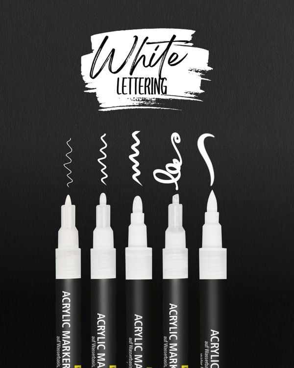 Produktbild: ONLINE Acrylmarker White Lettering 5 St&uuml;ck Kartonetui