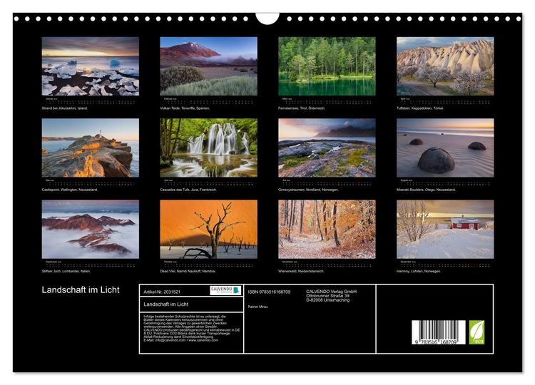 Produktbild: Landschaft im Licht (Wandkalender 2026 DIN A3 quer), CALVENDO Monatskalender