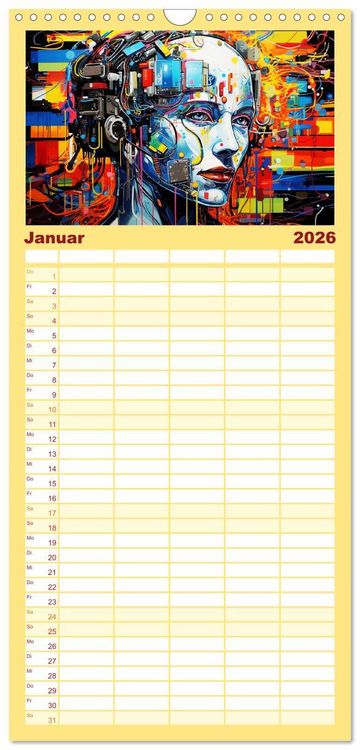 Produktbild: Familienplaner 2026 - Pop-Art. Eine Reise in coolen Illustrationen mit 5 Spalten (Wandkalender, 21 x 45 cm) CALVENDO