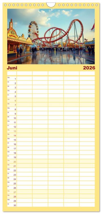 Produktbild: Familienplaner 2026 - Riesenr&auml;der und Kirmes mit 5 Spalten (Wandkalender, 21 x 45 cm) CALVENDO