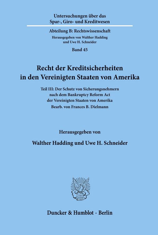 Produktbild: Recht der Kreditsicherheiten in den Vereinigten Staaten von Amerika.