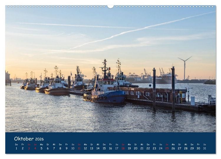 Produktbild: Schlepper im Hamburger Hafen (hochwertiger Premium Wandkalender 2026 DIN A2 quer), Kunstdruck in Hochglanz