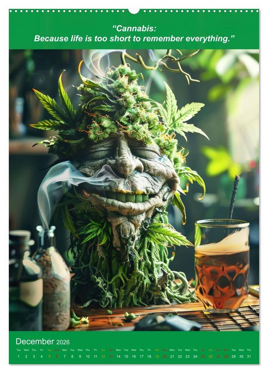 Produktbild: The funniest cannabis pictures and slogans (Wall Calendar 2026 DIN A2 portrait), CALVENDO 12 Month Wall Calendar