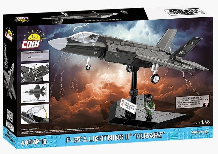 Produktbild: COBI Armed Forces 5904 - F-35A Lightning II Husarz, Bausatz 1:48, 605 Teile+1 Figur