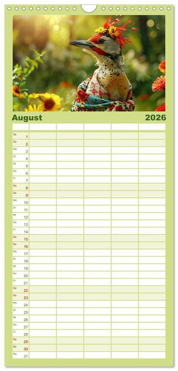 Produktbild: Familienplaner 2026 - Waldtiere mit Stil. Tierische Trendsetter in der Natur mit 5 Spalten (Wandkalender, 21 x 45 cm) CALVENDO