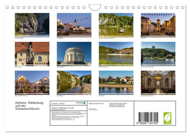 Produktbild: Kelheim, Weltenburg und der Donaudurchbruch (Wandkalender 2026 DIN A4 quer), CALVENDO Monatskalender