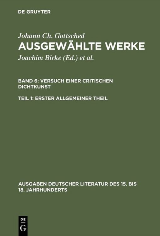 Produktbild: Versuch einer Critischen Dichtkunst. Erster Allgemeiner Theil