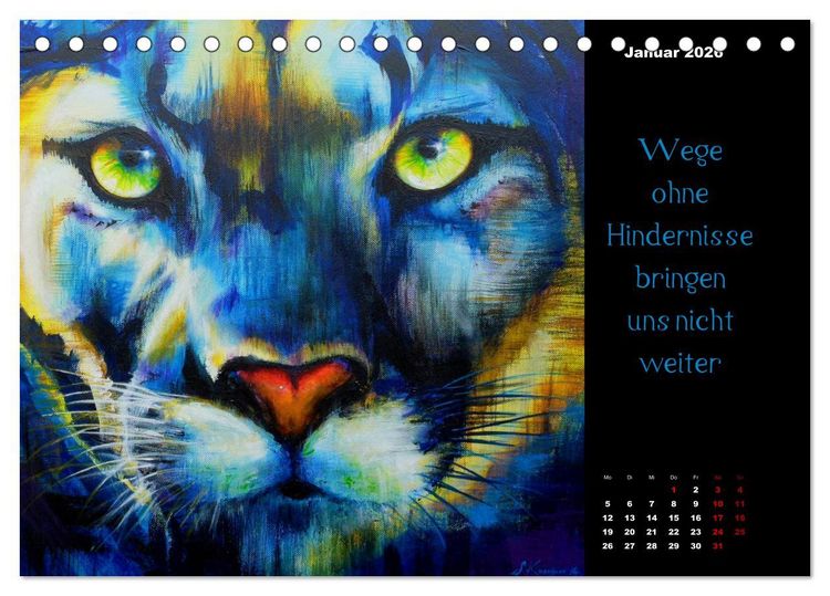 Produktbild: Die Botschaft der Krafttiere (Tischkalender 2026 DIN A5 quer), CALVENDO Monatskalender