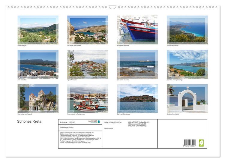 Produktbild: Sch&ouml;nes Kreta (Wandkalender 2026 DIN A2 quer), CALVENDO Monatskalender
