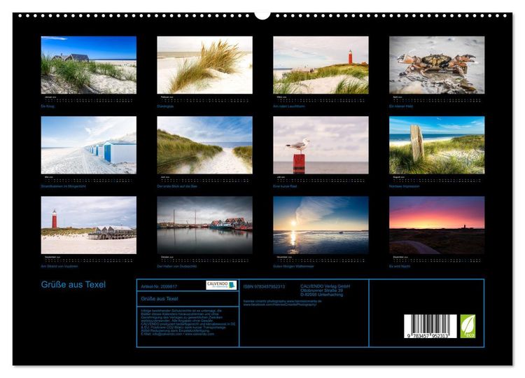 Produktbild: Gr&uuml;&szlig;e aus Texel (hochwertiger Premium Wandkalender 2026 DIN A2 quer), Kunstdruck in Hochglanz