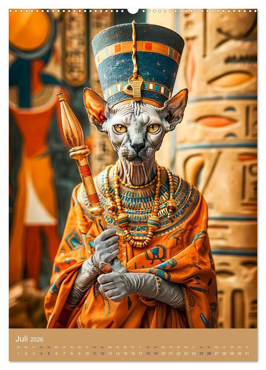 Produktbild: &Auml;gyptens Katzen - G&ouml;ttliche Eleganz im Stile der Pharaonen (hochwertiger Premium Wandkalender 2026 DIN A2 hoch), Kunstdruck in Hochglanz