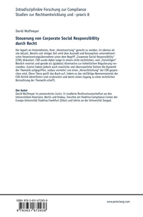 Produktbild: Steuerung von Corporate Social Responsibility durch Recht