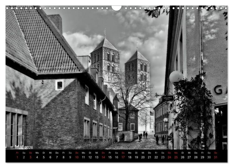Produktbild: M&uuml;nster in schwarz-wei&szlig; gesehen (Wandkalender 2026 DIN A3 quer), CALVENDO Monatskalender