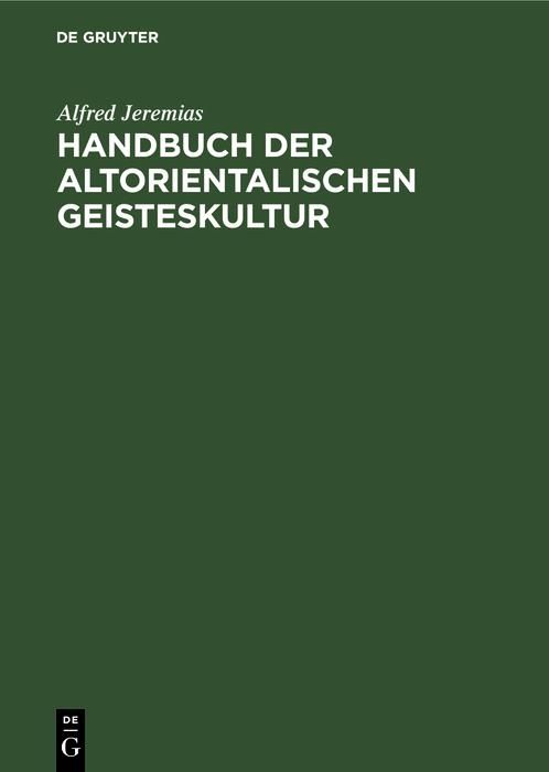 Produktbild: Handbuch der altorientalischen Geisteskultur