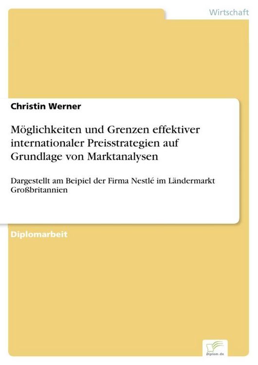 Produktbild: M&ouml;glichkeiten und Grenzen effektiver internationaler Preisstrategien auf Grundlage von Marktanalysen