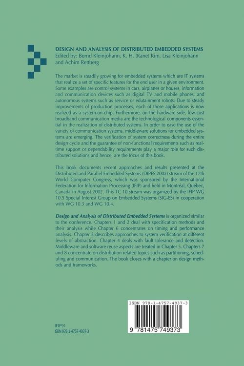Produktbild: Design and Analysis of Distributed Embedded Systems