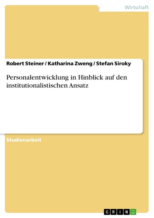 Produktbild: Personalentwicklung in Hinblick auf den institutionalistischen Ansatz