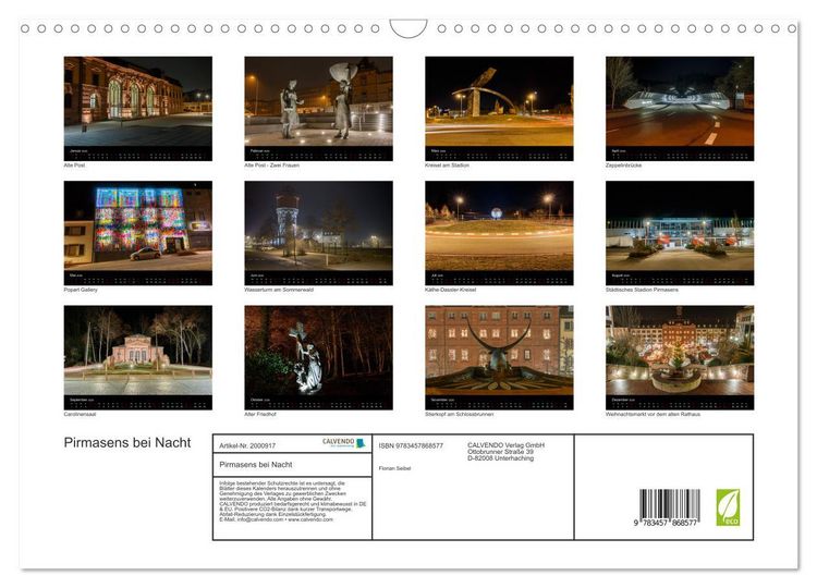 Produktbild: Pirmasens bei Nacht (Wandkalender 2026 DIN A3 quer), CALVENDO Monatskalender