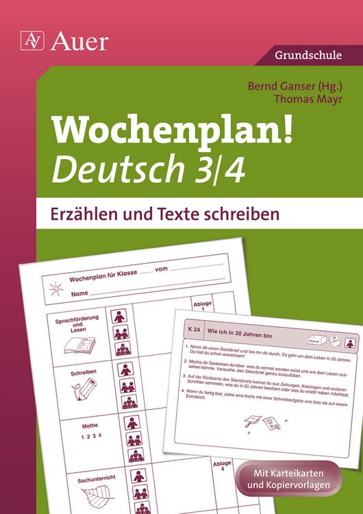 Produktbild: Wochenplan Deutsch 3/4, Erz&auml;hlen/Texte schreiben