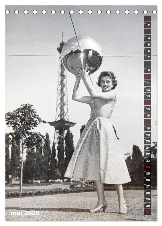 Produktbild: Deux mannequins des ann&eacute;es 1950 - Les jumelles Thea et Helga (Calendrier de bureau 2026 DIN A5 horizontal), CALVENDO calendrier mensuel