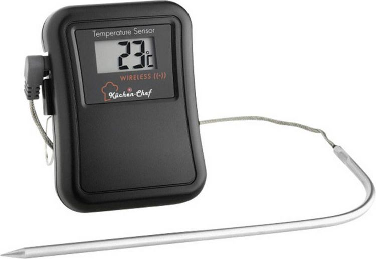 Produktbild: TFA Dostmann 14.1504 Grill-Thermometer Kabelsensor, Alarm, mit Timer, &Uuml;berwachung der Kerntemperatur Niedergaren, Schwein, Rind