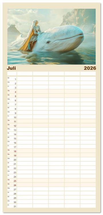 Produktbild: Familienplaner 2026 - Willkommen im Fantasieland - M&auml;rchenbilder mit 5 Spalten (Wandkalender, 21 x 45 cm) CALVENDO