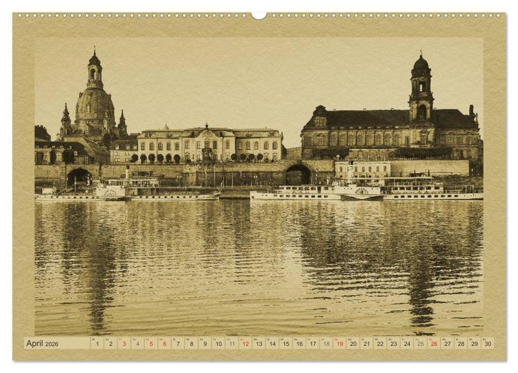 Produktbild: Dresden - Ein Kalender im Zeitungsstil (hochwertiger Premium Wandkalender 2026 DIN A2 quer), Kunstdruck in Hochglanz