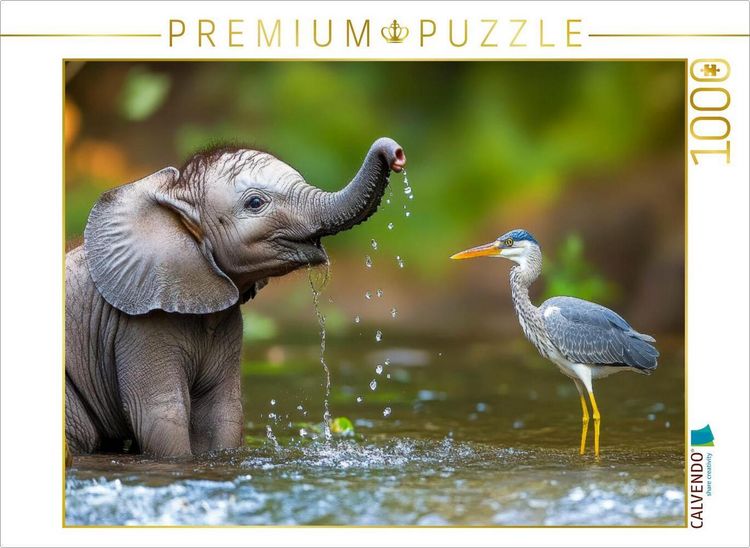 Produktbild: CALVENDO Puzzle Elefanten | 1000 Teile Lege-Gr&ouml;&szlig;e 64x48cm Foto-Puzzle f&uuml;r gl&uuml;ckliche Stunden