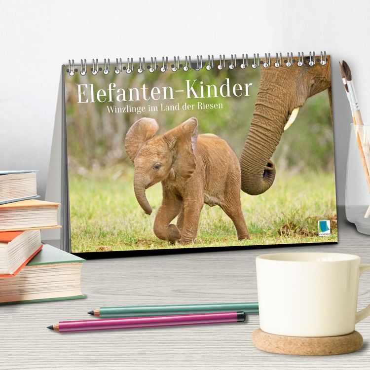 Produktbild: Elefantenkinder: Winzlinge im Land der Riesen (Tischkalender 2026 DIN A5 quer), CALVENDO Monatskalender