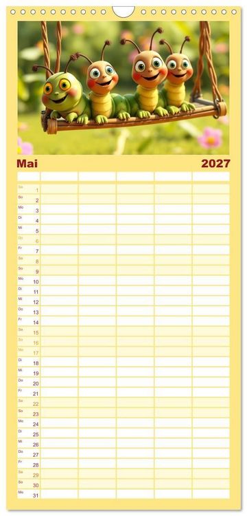 Produktbild: Familienplaner 2027 - Raupen-Rabatz - Ein Jahr voller Krabbelspa&szlig; mit 5 Spalten (Wandkalender, 21 x 45 cm) CALVENDO
