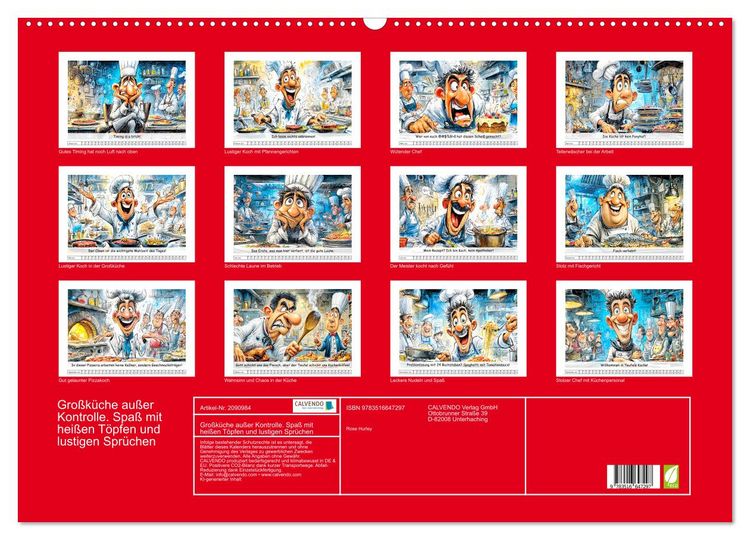 Produktbild: Gro&szlig;k&uuml;che au&szlig;er Kontrolle. Spa&szlig; mit hei&szlig;en T&ouml;pfen und lustigen Spr&uuml;chen (Wandkalender 2026 DIN A2 quer), CALVENDO Monatskalender