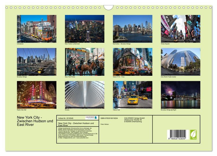Produktbild: New York City - Zwischen Hudson und East River (Wandkalender 2026 DIN A3 quer), CALVENDO Monatskalender