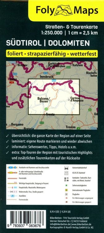 Produktbild: FolyMaps S&uuml;dtirol Dolomiten 1:250 000