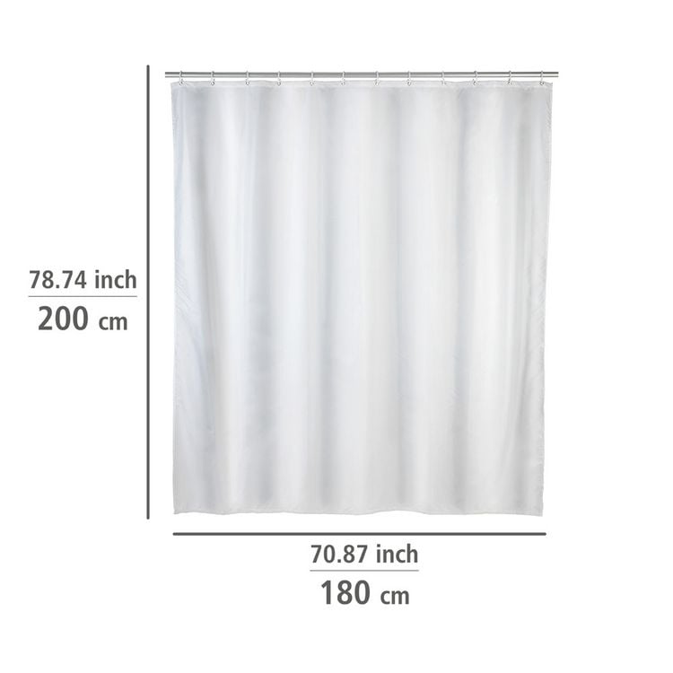 Produktbild: Duschvorhang Uni Wei&szlig; 180 x 200 cm, Textil (Polyester), 180 x 200 cm, waschbar